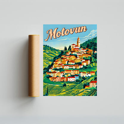 Motovun Vintage Travel Poster - Croatia