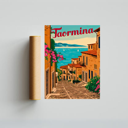 Taormina Vintage Travel Poster