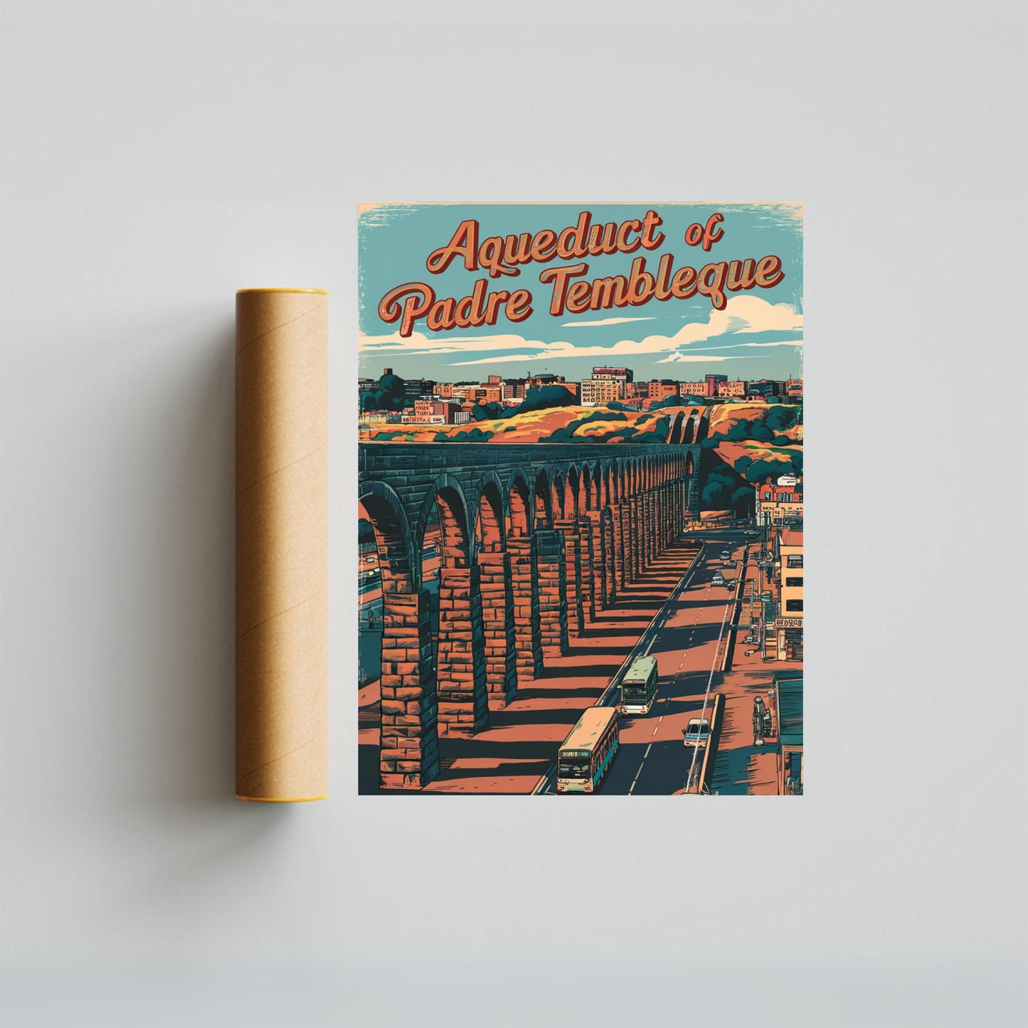 Aqueduct of Padre Tembleque Vintage Travel Poster