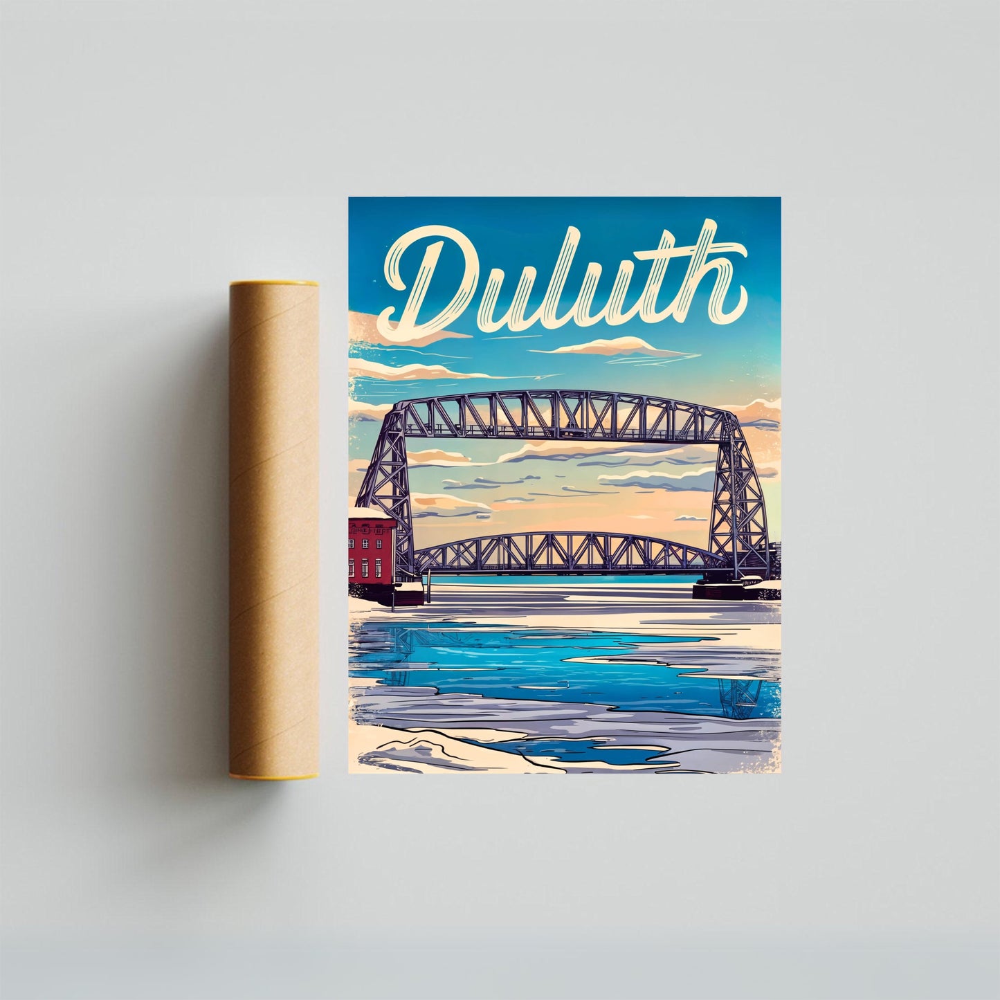 Duluth Vintage Travel Poster - Captivating Bridge Minnesota