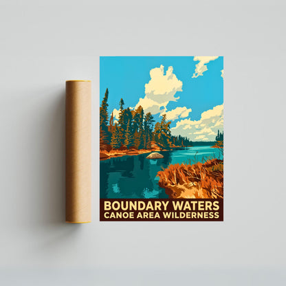 Boundary Waters Canoe Area Wilderness Vintage Travel Poster  - Escape