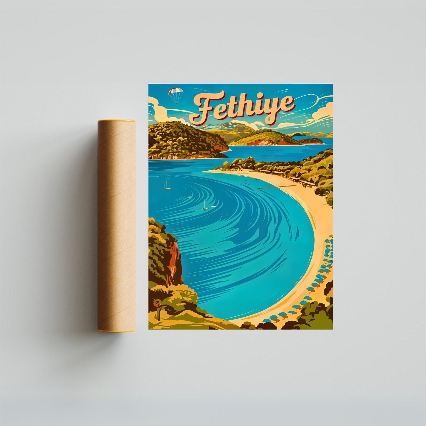 Fethiye Vintage Travel Poster - Turkey Ölüdeniz