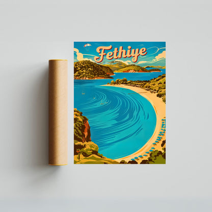 Fethiye Vintage Travel Poster - Turkey Ölüdeniz