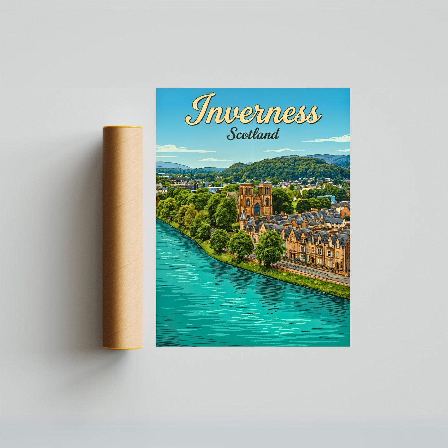 Inverness Vintage Travel Poster - Scottish City View