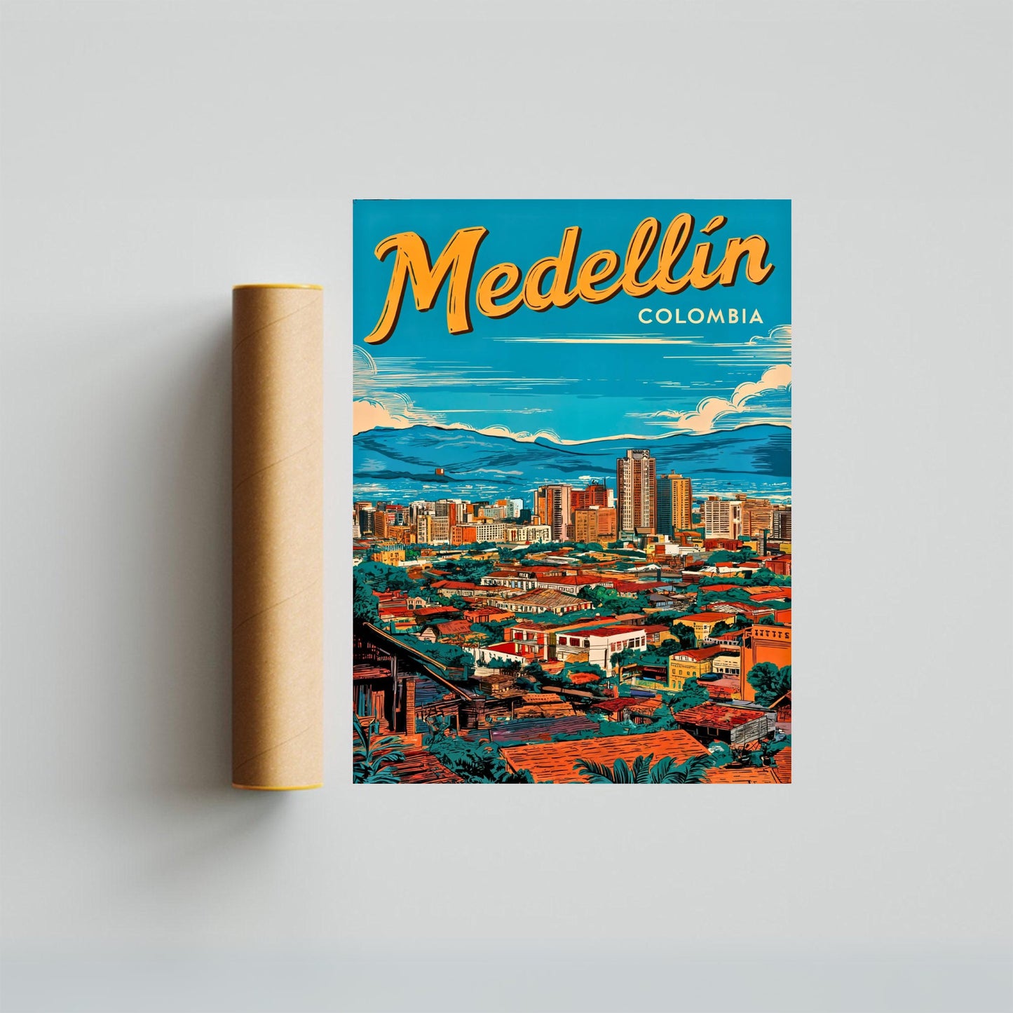Medellín Vintage Travel Poster - The Soul of Colombia