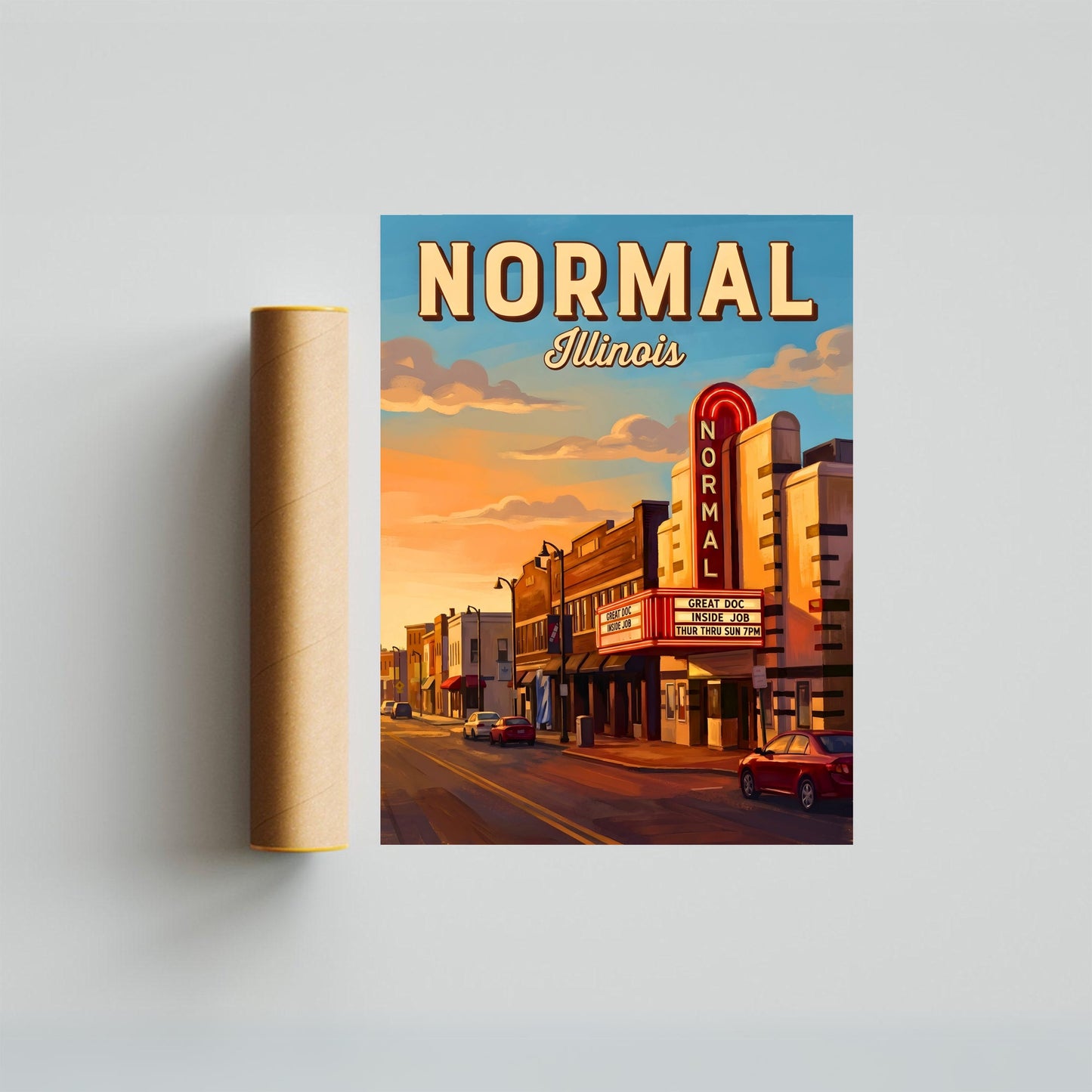 Normal, Illinois Vintage Travel Poster - Afternoon Streets Vibe