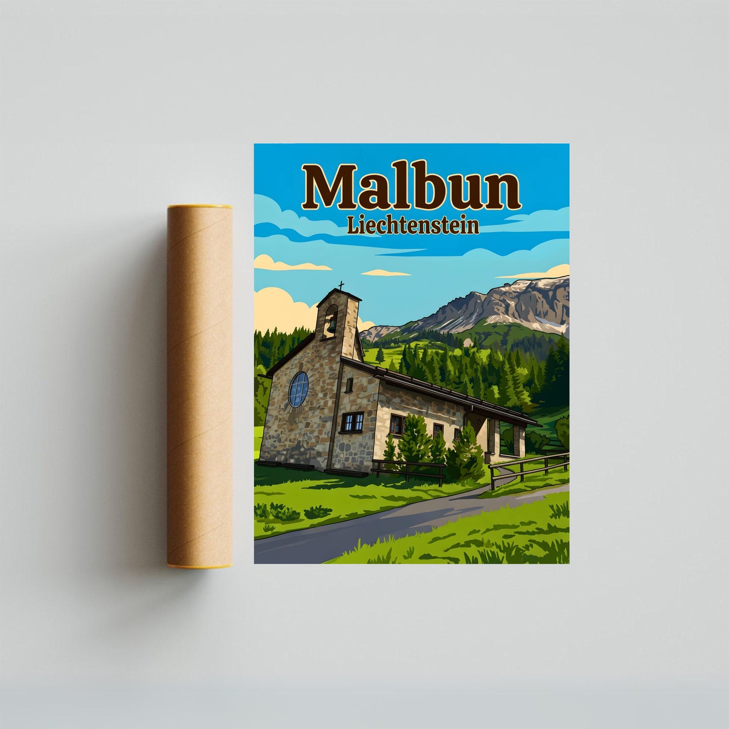 Malbun Vintage Travel Poster - Holiness in the Mountain