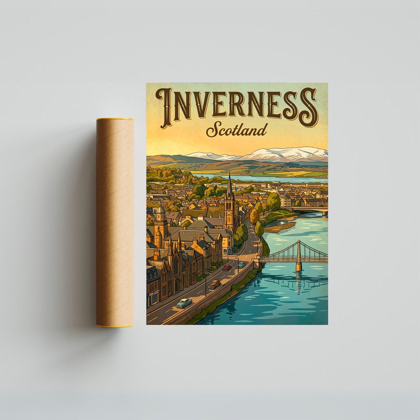 Inverness Vintage Travel Poster - Northern Urban Calm
