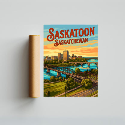 Saskatoon Vintage Travel Poster - Late Afternoon Vibe