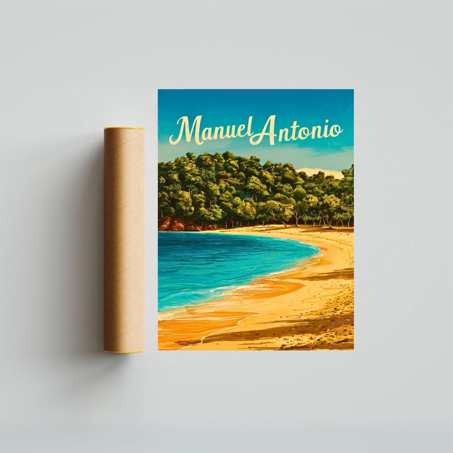 Manuel Antonio Vintage Travel Poster - Mesmerizing Beach, Costa Rica