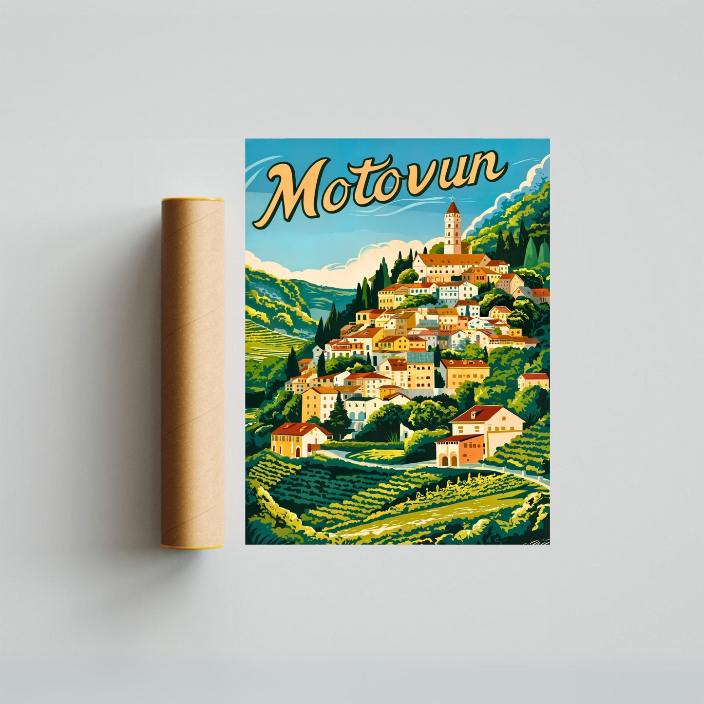 Motovun Vintage Travel Poster - Jewel of Istria