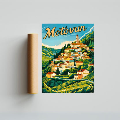 Motovun Vintage Travel Poster - Jewel of Istria