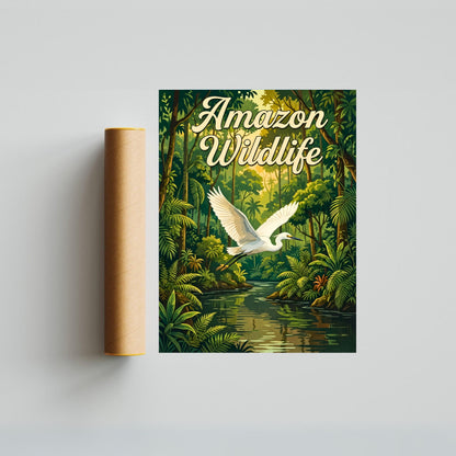 Amazon Untamed Wildlife Vintage Travel Poster