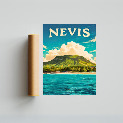 Nevis Vintage Travel Poster - Captivating Island life in Caribbean