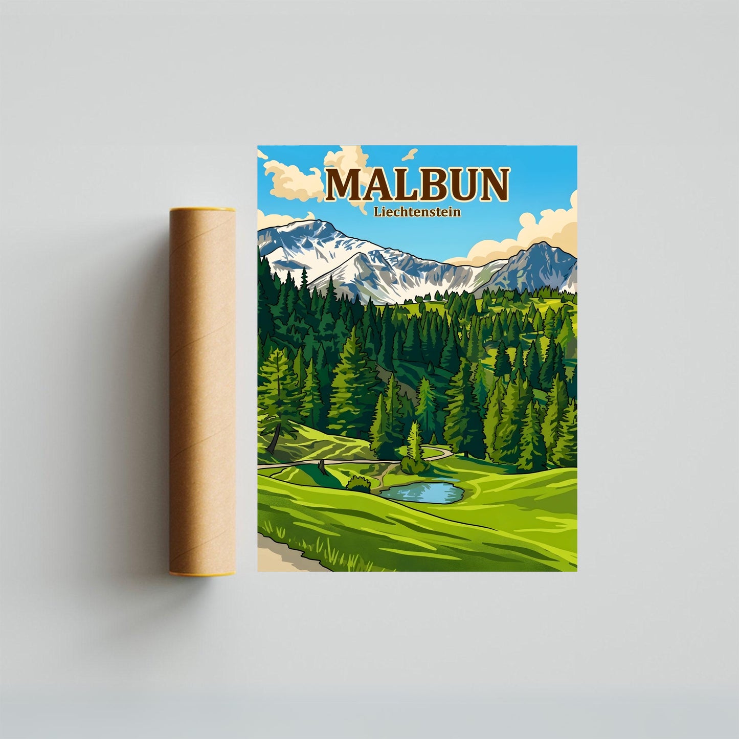 Malbun Vintage Travel Poster - Alpine Horizon