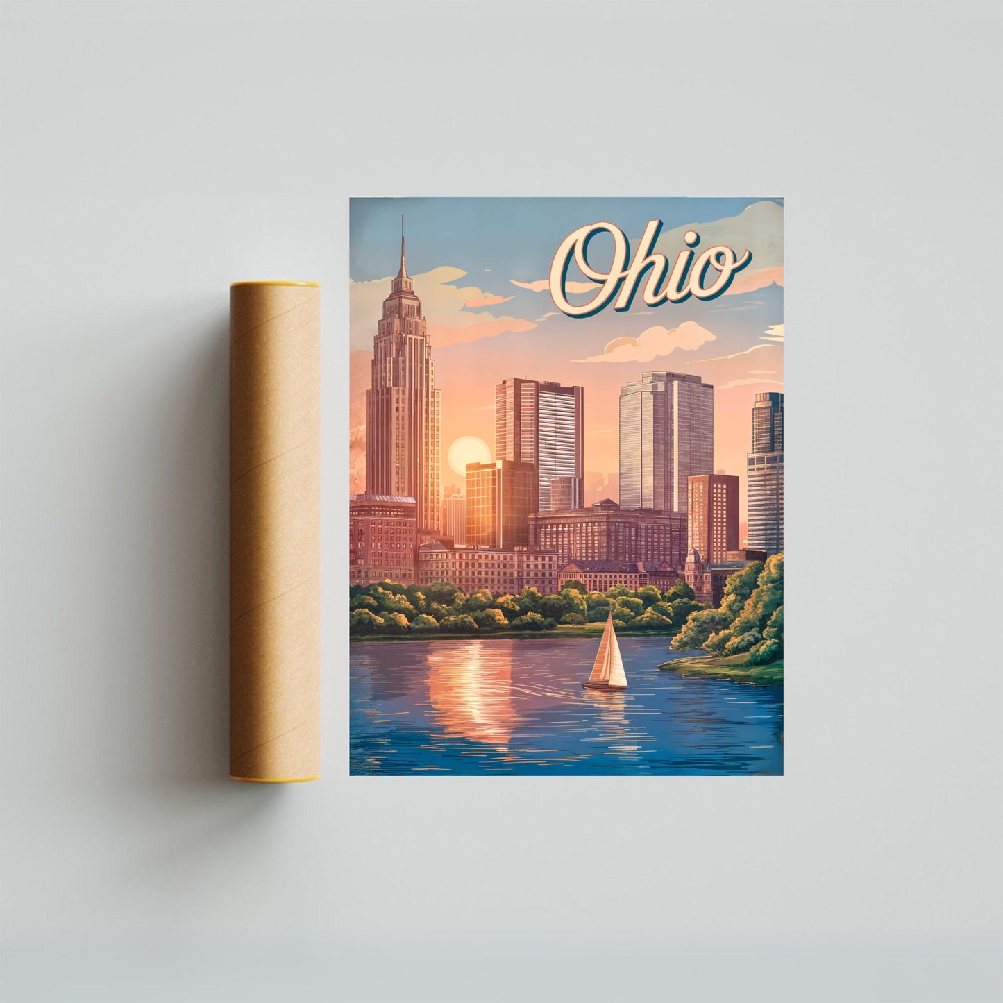 Ohio Vintage Travel Poster - City of Steel and Shorelines
