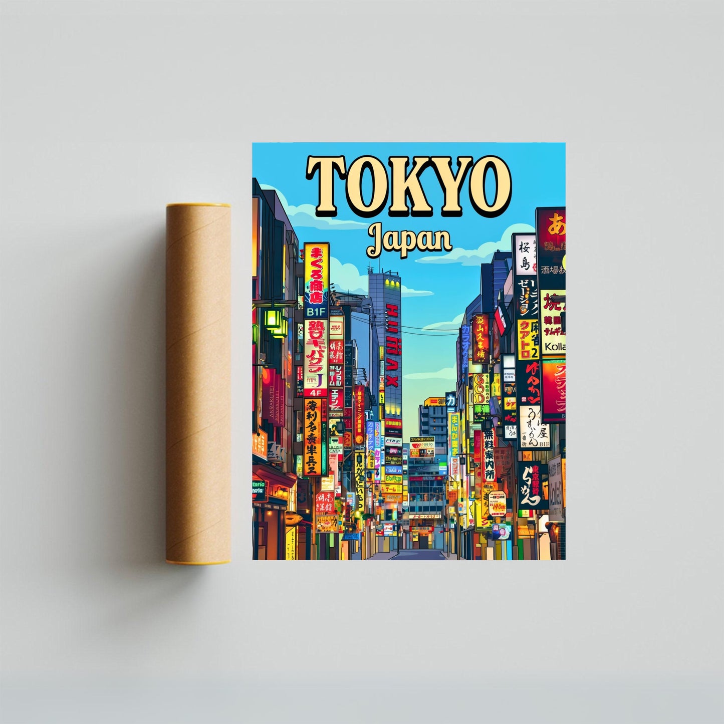 Tokyo Vintage Travel Poster - Night Signs