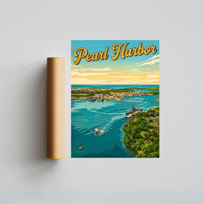 Pearl Harbor Vintage Travel Poster - Historic Naval Base