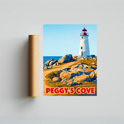 Peggy’s Cove Vintage Travel Poster - Iconic Canada Lighthouse Serenity