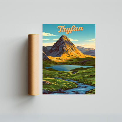 Tryfan Vintage Travel Poster - Mesmerizing View of Snowdonia North Wales