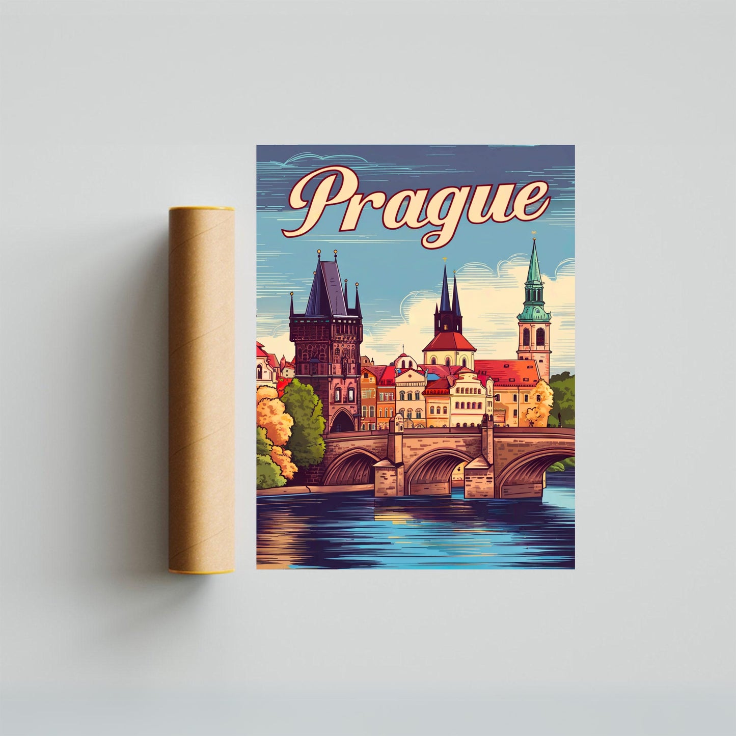 Prague Vintage Travel Poster - Spain