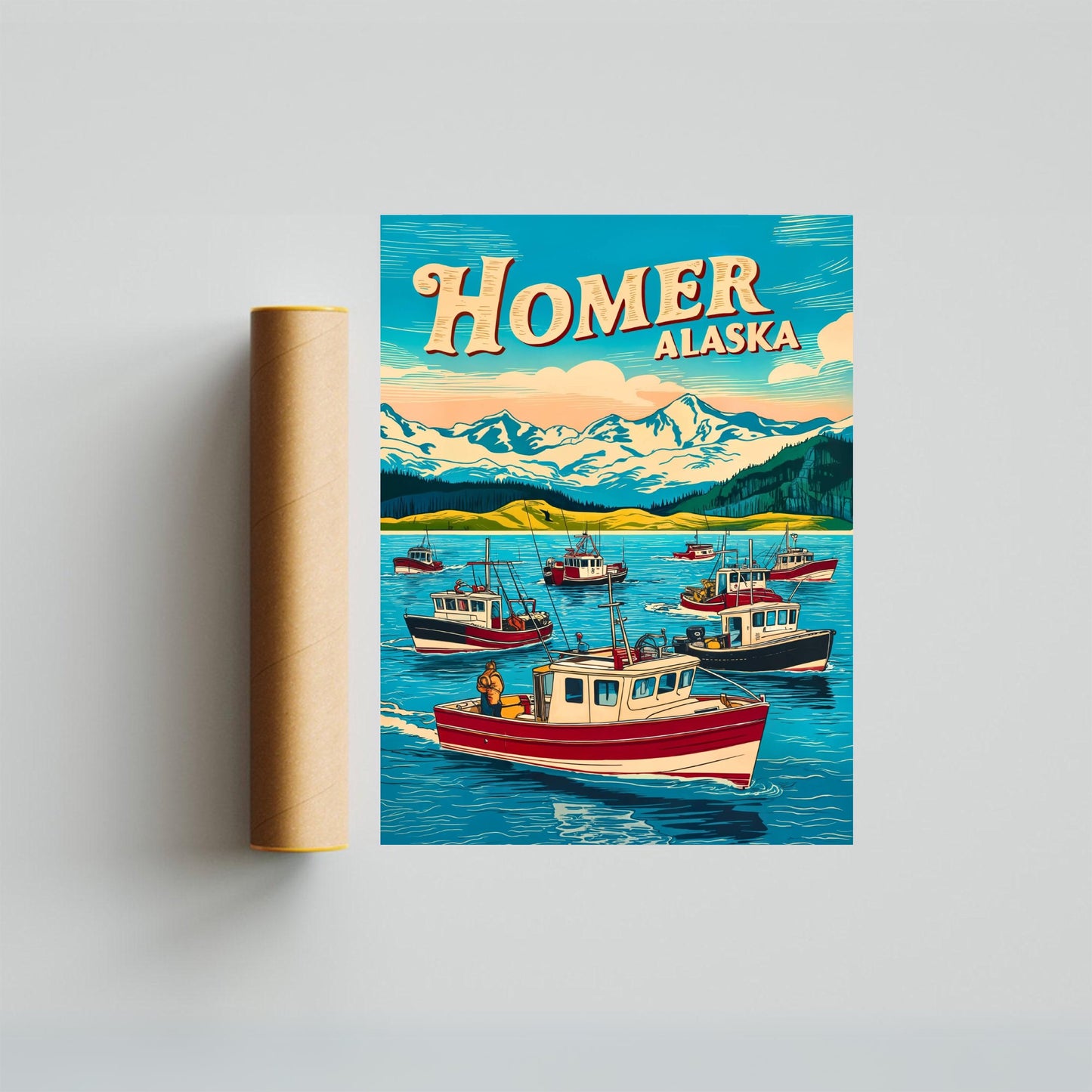 Homer Vintage Travel Poster - Halibut Fishing Capital of the World