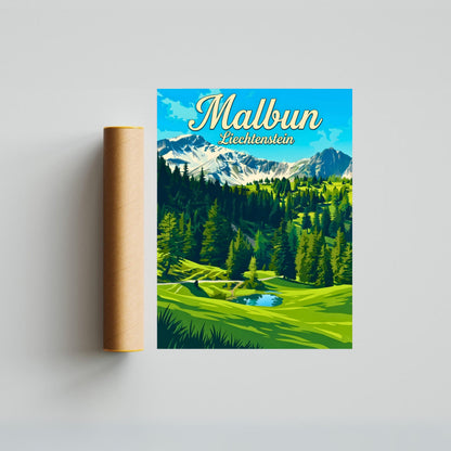 Malbun Vintage Travel Poster - Alpine Dreams