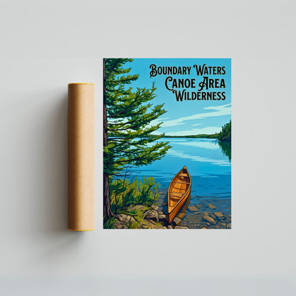 Boundary Waters Canoe Area Wilderness Vintage Travel Poster
