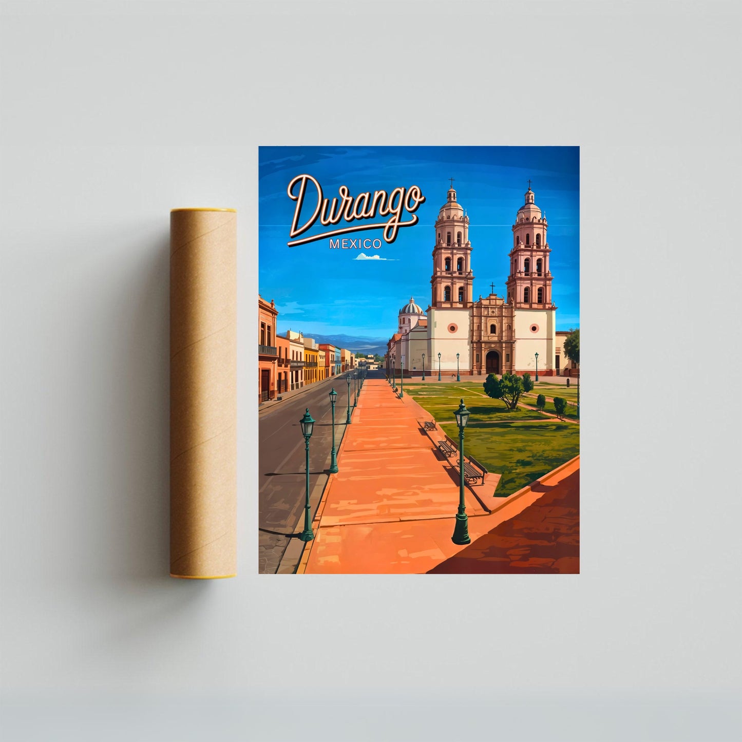 Durango Vintage Travel Poster - Where the Cathedral Rises