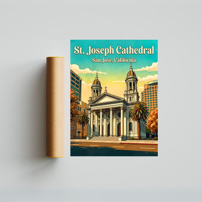 St. Joseph Cathedral Vintage Travel Poster -  Historic Grace