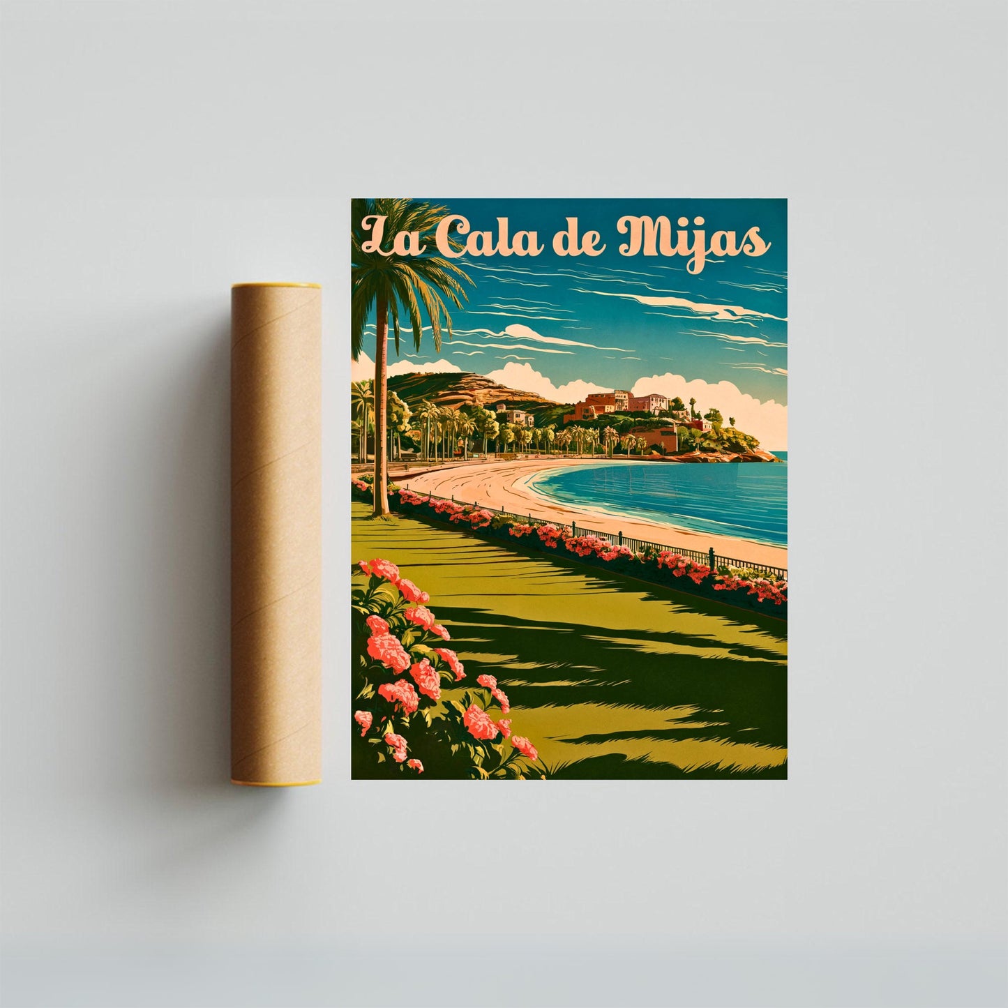 La Cala de Mijas Vintage Travel Poster - Golden Shores of La Cala
