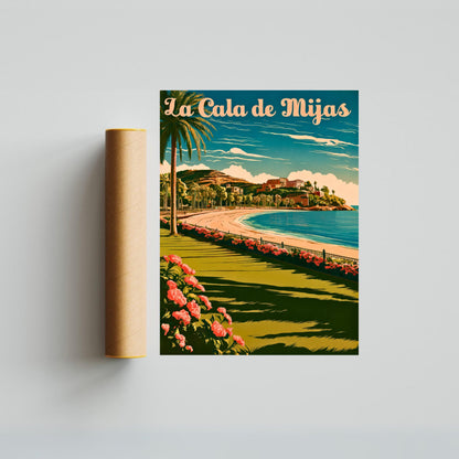 La Cala de Mijas Vintage Travel Poster - Golden Shores of La Cala