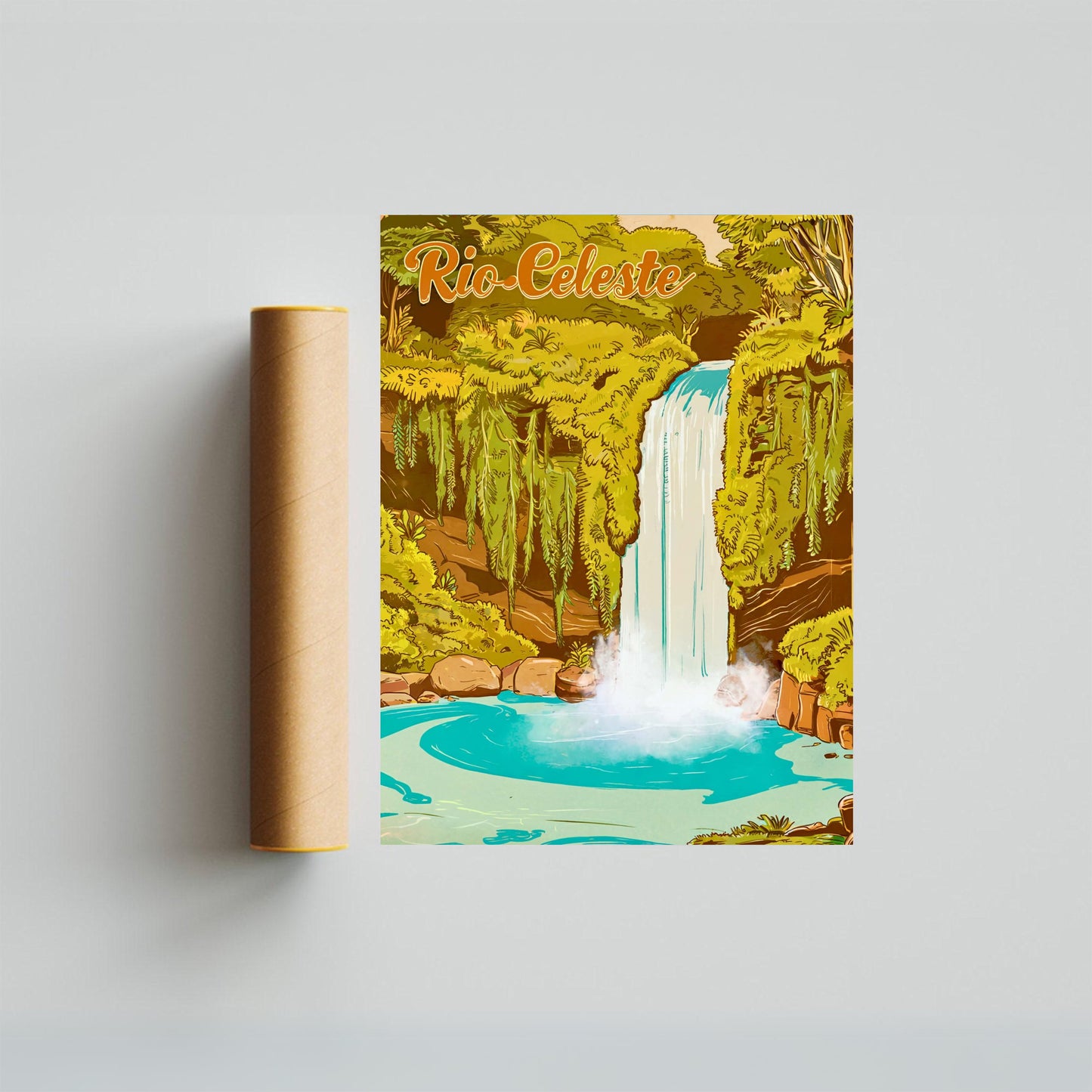 Rio Celeteste Vintage Travel Poster - Costa Rica’s Hidden Blue Paradise