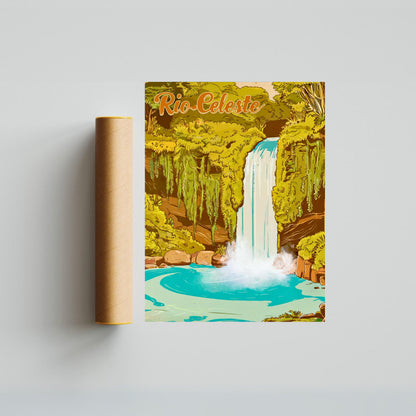 Rio Celeteste Vintage Travel Poster - Costa Rica’s Hidden Blue Paradise