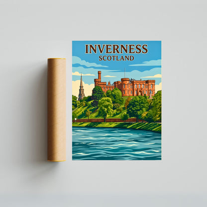 Inverness Vintage Travel Poster - Scotland Landmarks