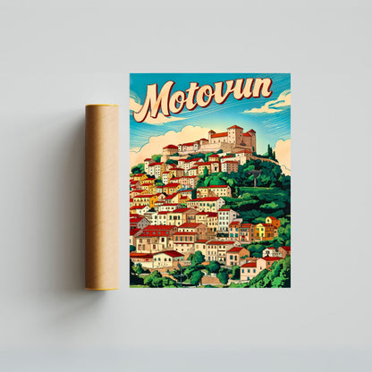 Motovun Vintage Travel Poster - A Medieval Escape