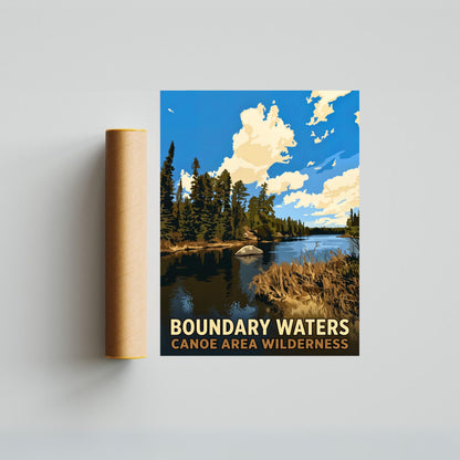 Boundary Waters Canoe Area Wilderness Vintage Travel Poster - Lakes & Pines