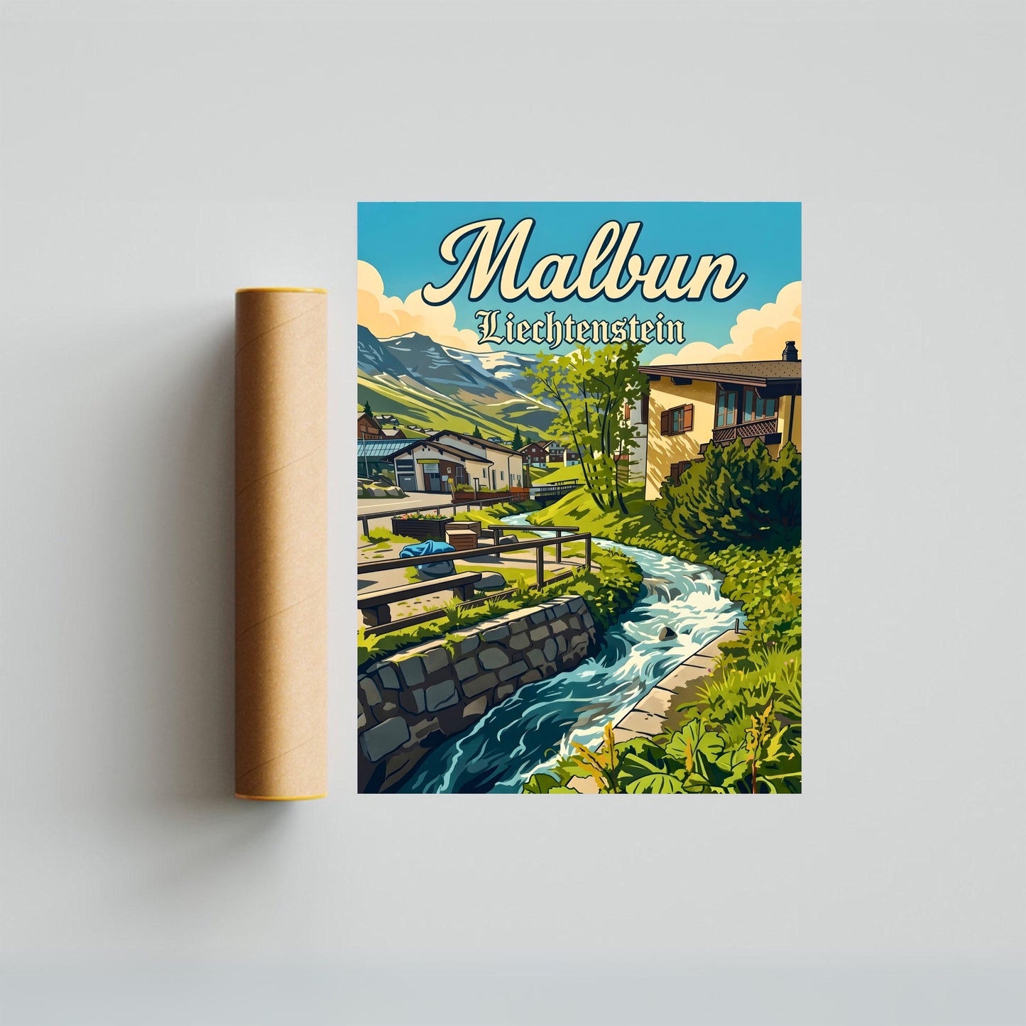 Malbun Vintage Travel Poster - Countryside