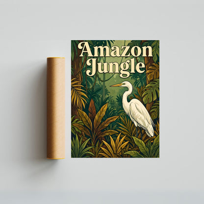 Amazon Jungle Vintage Travel Poster - Stunning Forest