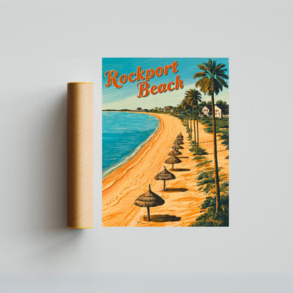 Rockport Beach Vintage Travel Poster