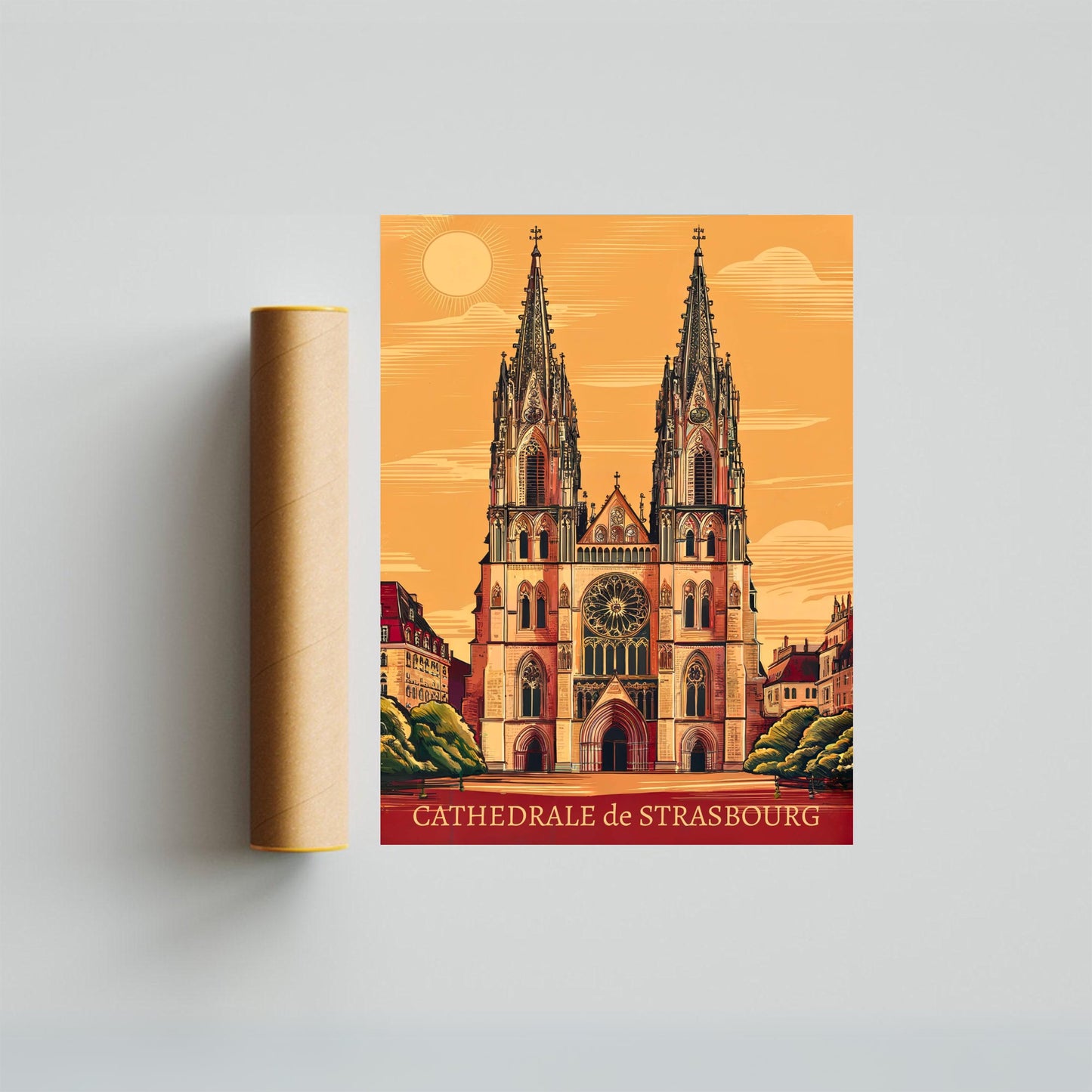 Strasbourg Cathedral Vintage Travel Poster
