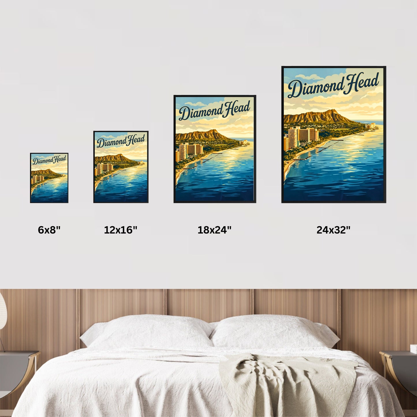 Diamond Head Vintage Travel Poster - Coastal Views