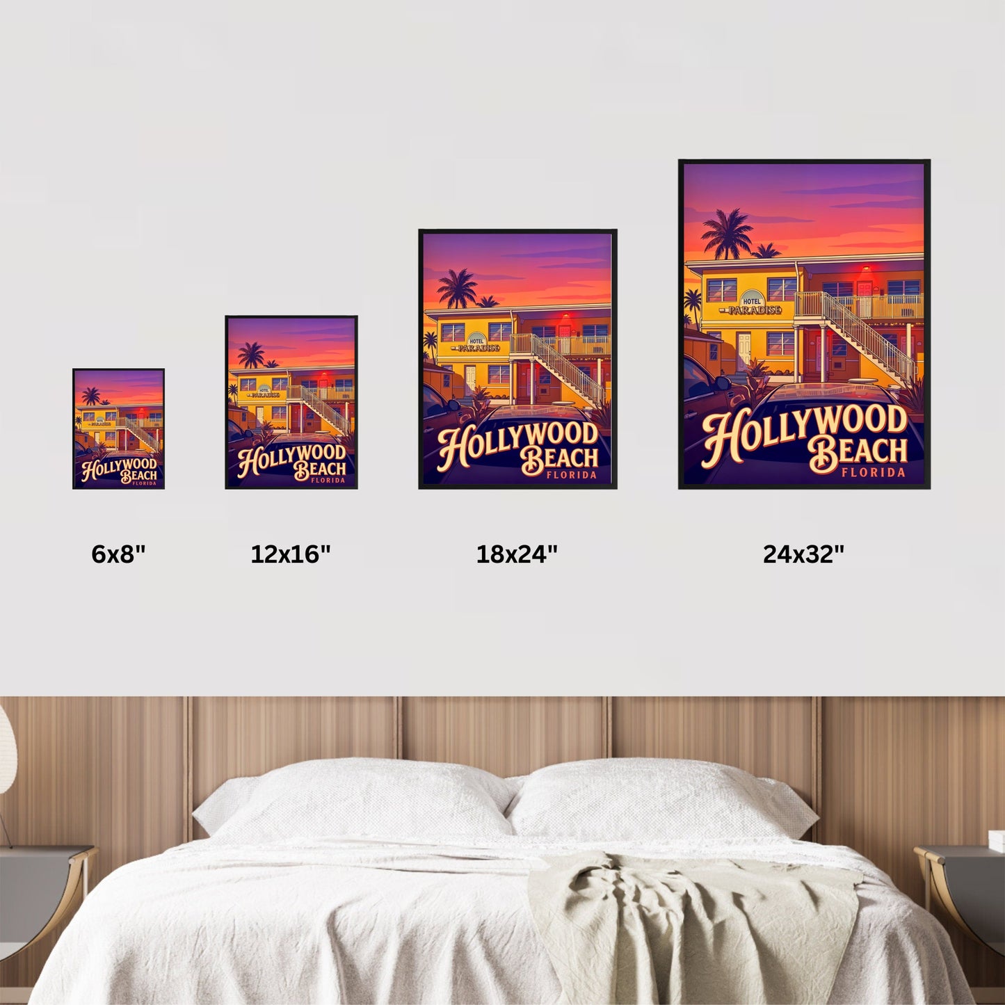 Hollywood Beach Vintage Travel Poster - Florida Staycation