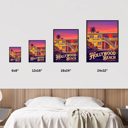 Hollywood Beach Vintage Travel Poster - Florida Staycation