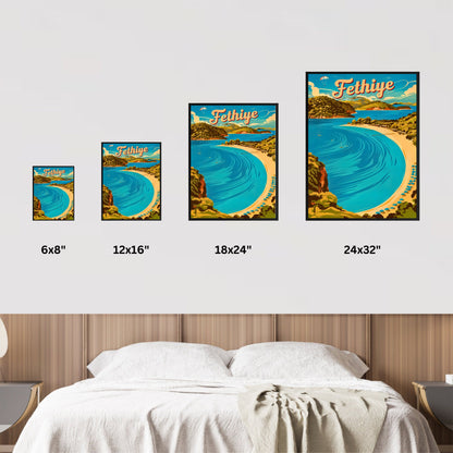 Fethiye Vintage Travel Poster - Turkey Ölüdeniz