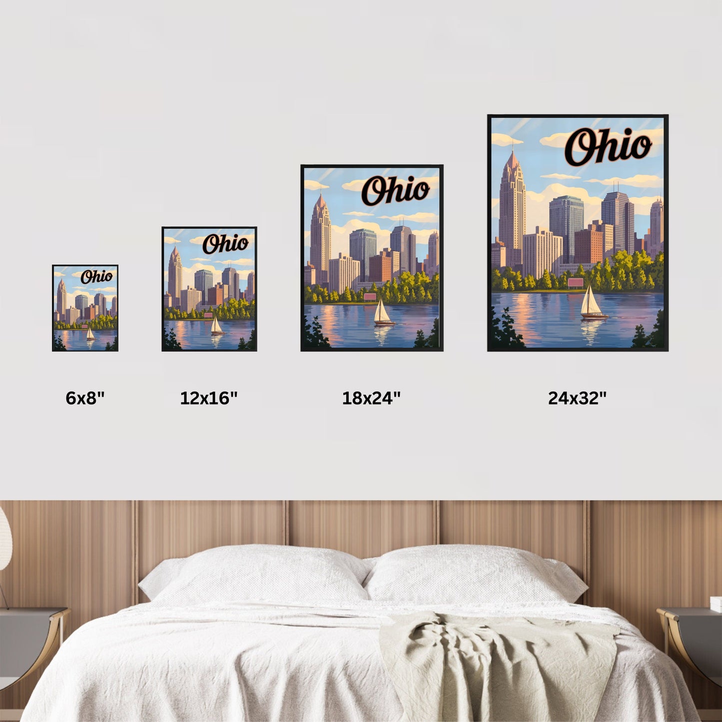 Ohio Vintage Travel Poster - Towers of Cleveland