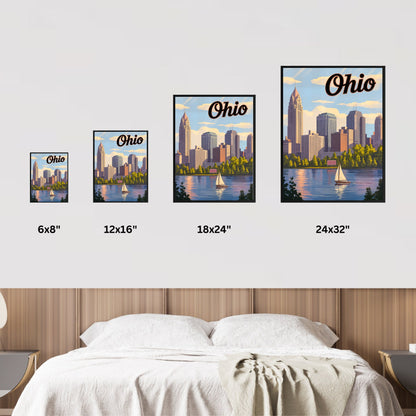 Ohio Vintage Travel Poster - Towers of Cleveland