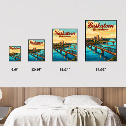 Saskatoon Vintage Travel Poster - Cityscape