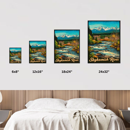 Skykomish River Vintage Travel Poster - Captivating River and Forest in Washington