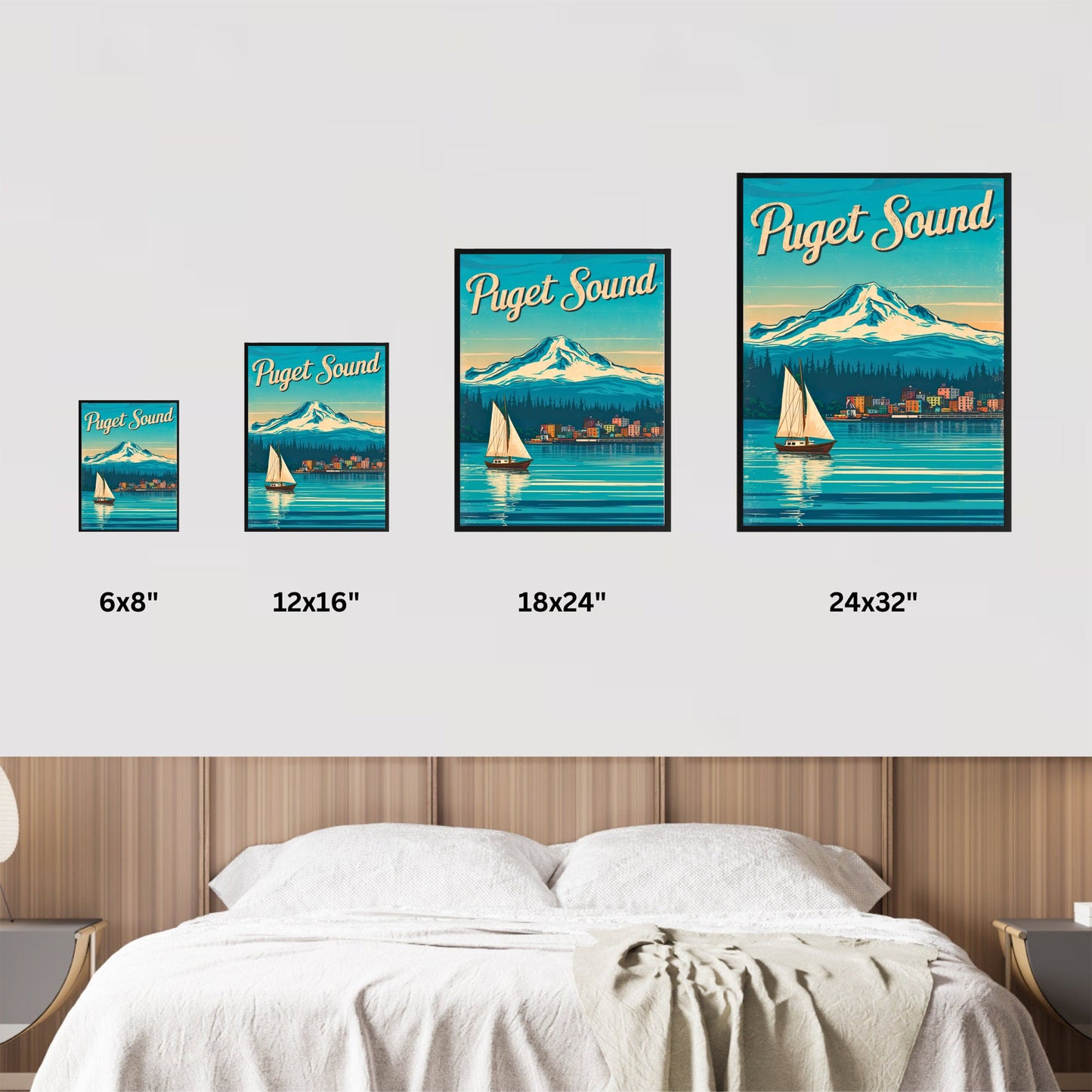 Puget Sound Vintage Travel Poster - Explore the Iconic Coastal Escape in Washington